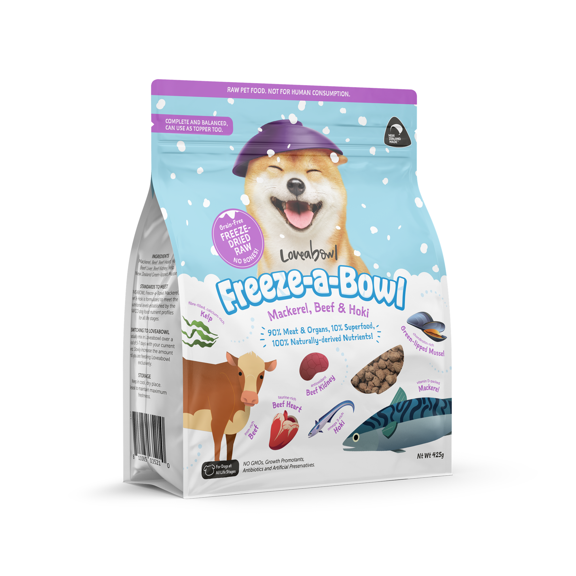 Freezeabowl 凍乾無穀物主食狗糧| 牛肉雙魚| 425g