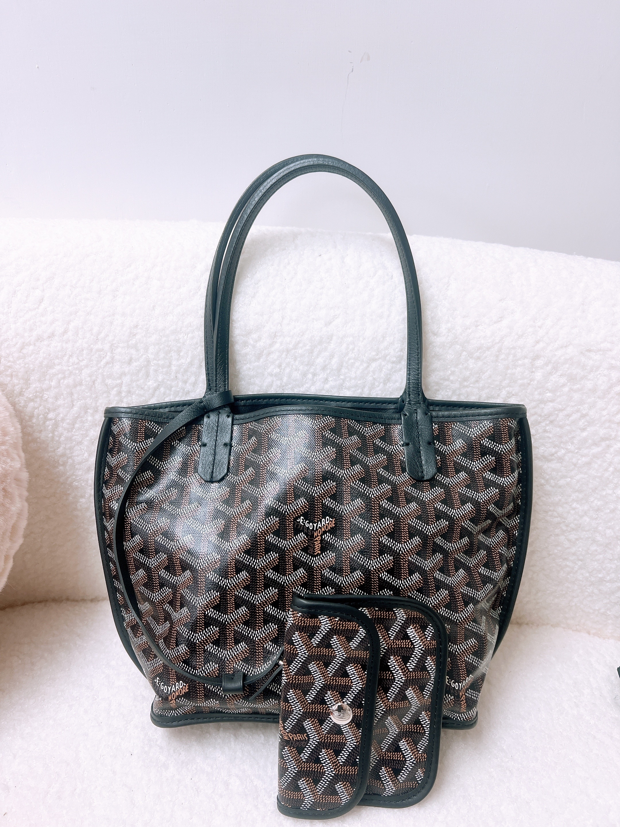 Goyard anjou mini tote black monogram