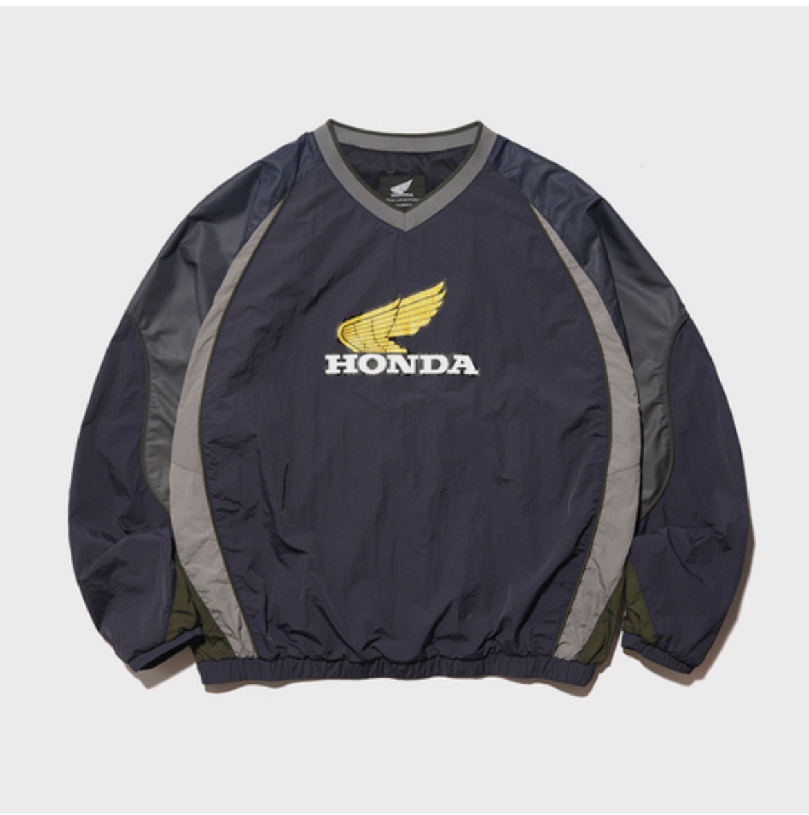 Honda淺灰經典標賽道尼龍長袖