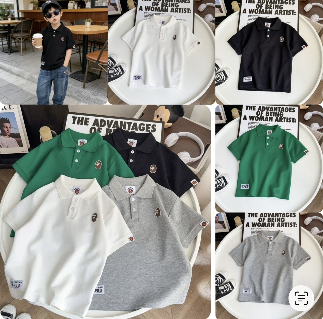 兒童猿人小Logo短袖Polo Tee -2600350