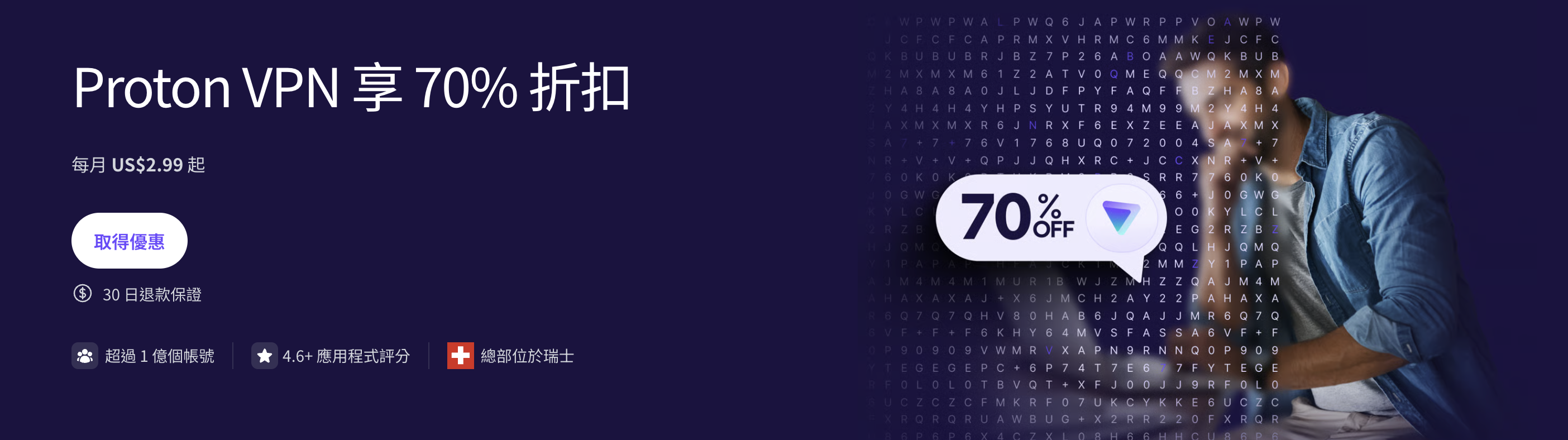 Proton VPN 70% 折扣