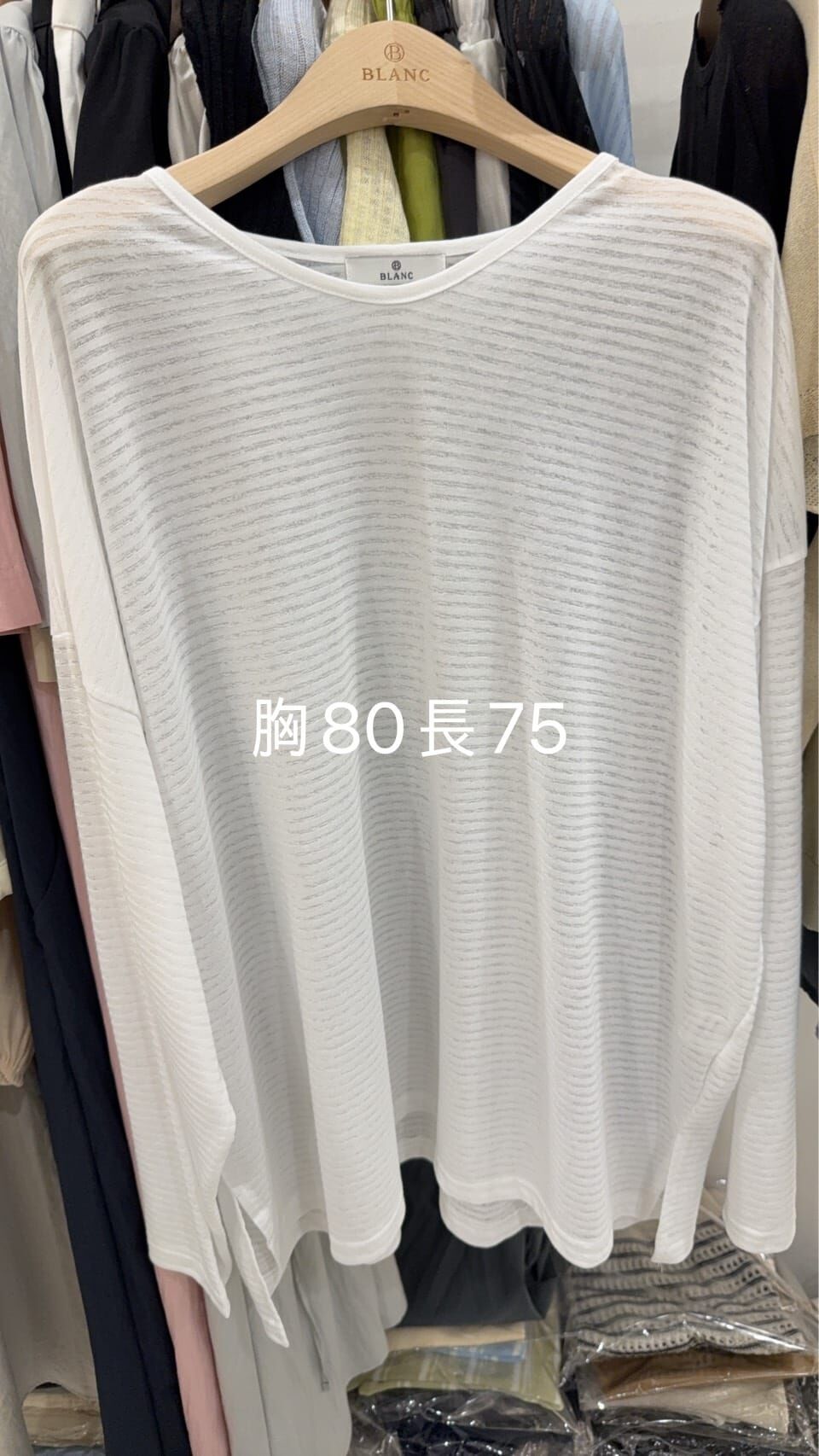 MB6215 薄身微透坑紋長袖上衣