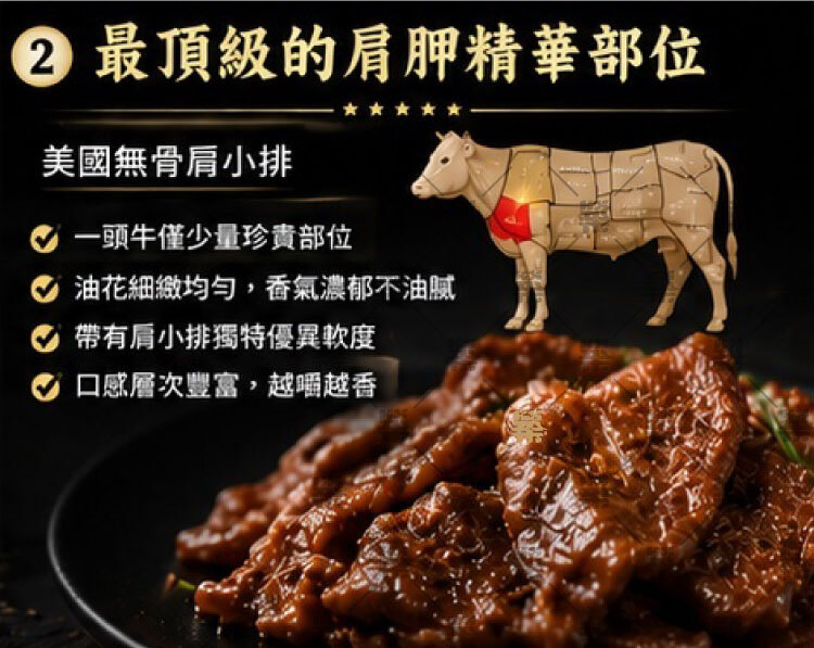 帶有肩小排獨特優異軟度，口感層次超加分