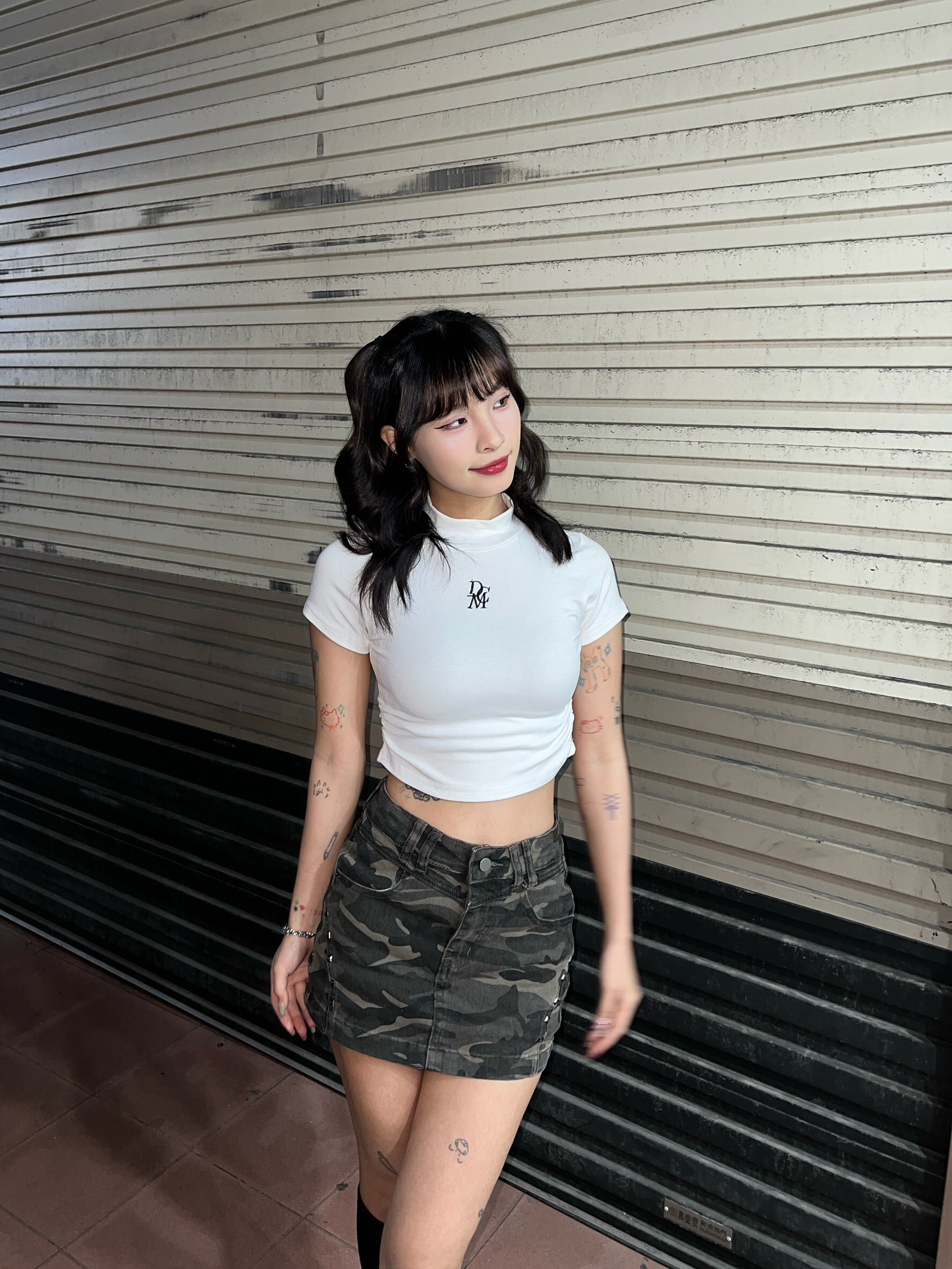 (GOAL) 美式迷彩鉚釘短裙