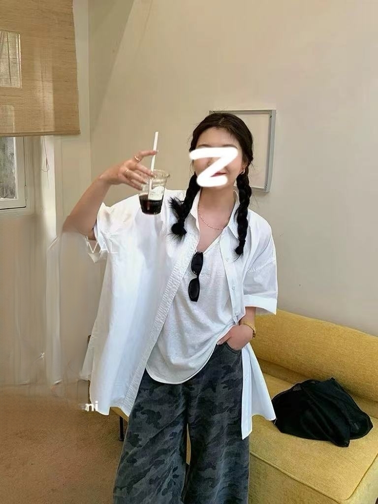 IF1173-棉麻單口袋襯衫