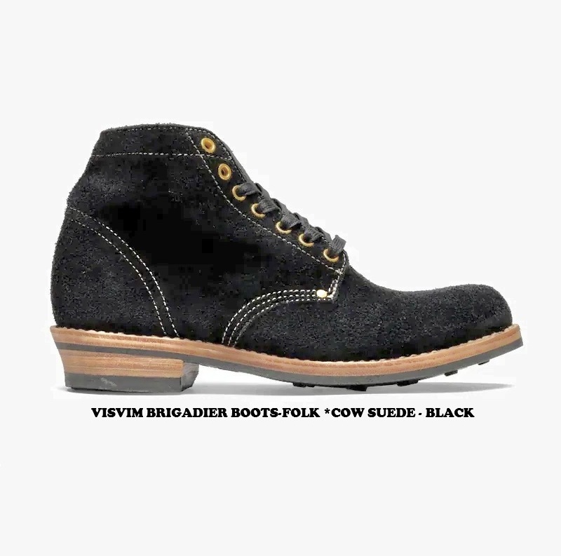 LAST SALE: VISVIM BRIGADIER BOOTS-FOLK *COW SUEDE - BLACK IN STOCK NOW (現貨發售中)