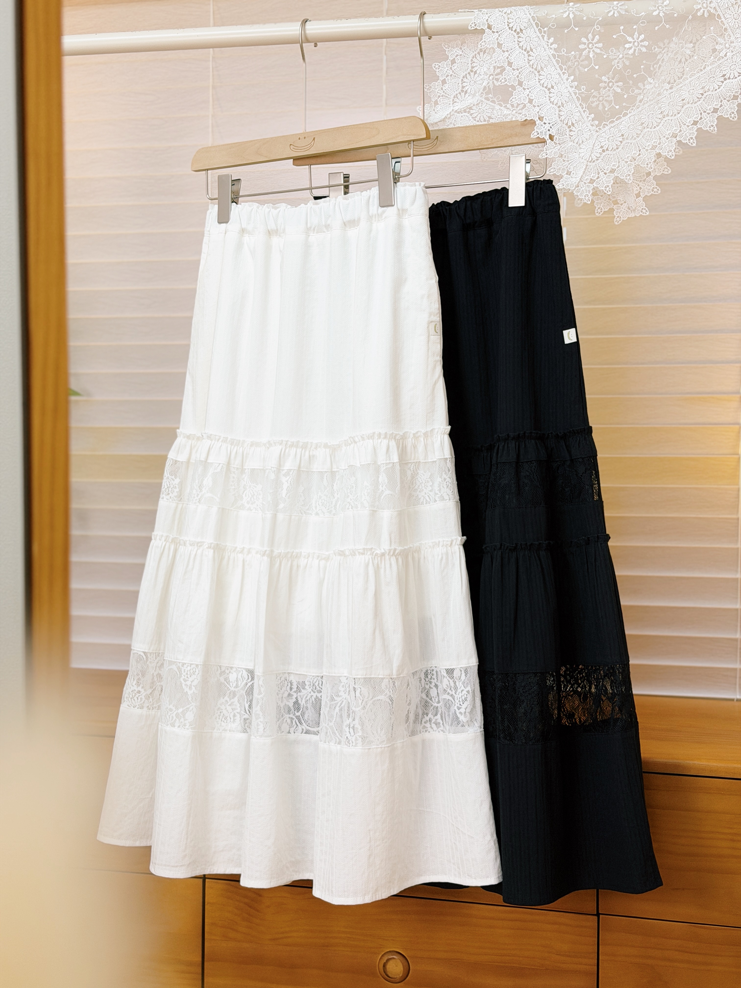兩色 / 法式蕾絲透膚間層蛋糕裙 / Romantic Sheer Lace Tiered Skirt