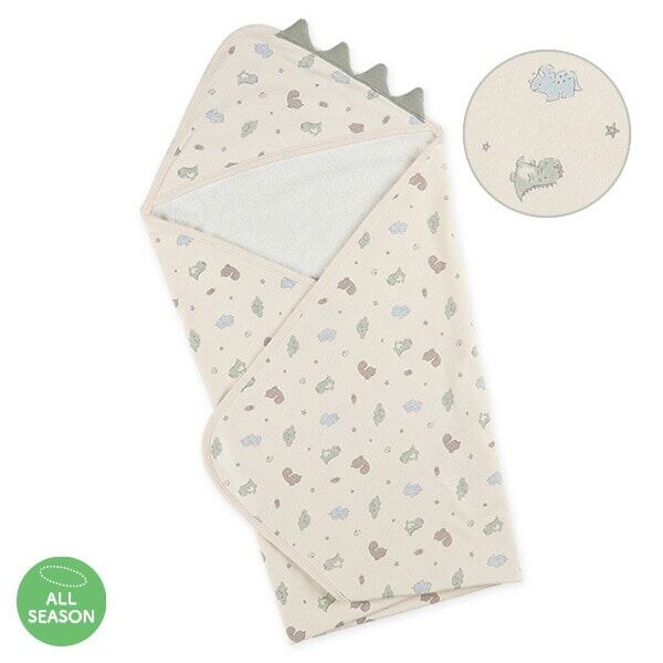 【Nishimatsuya】Hooded Baby Swaddle Blanket  - Dinosaur