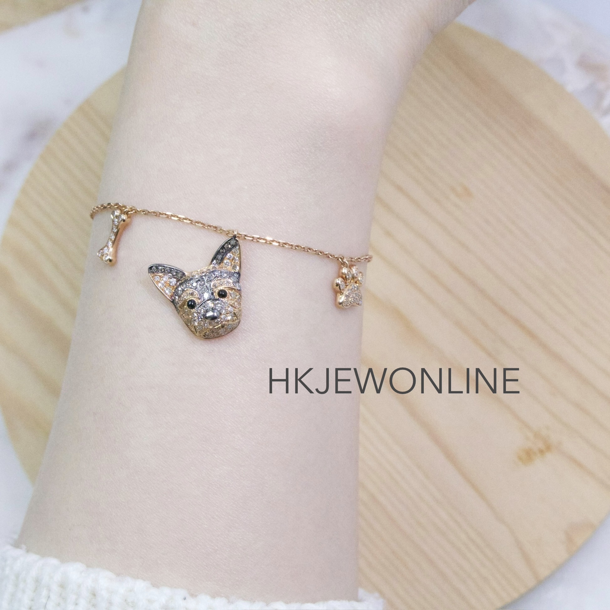 18K Rose Gold Diamond Yorkshire Terrier Collection (Bracelet / Necklace)