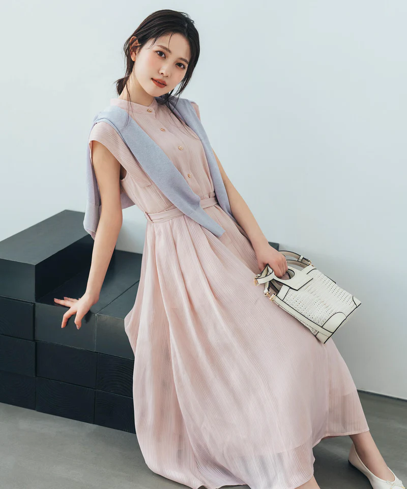 [預購] NATURAL BEAUTY BASIC 休閒坑條紋長洋裝