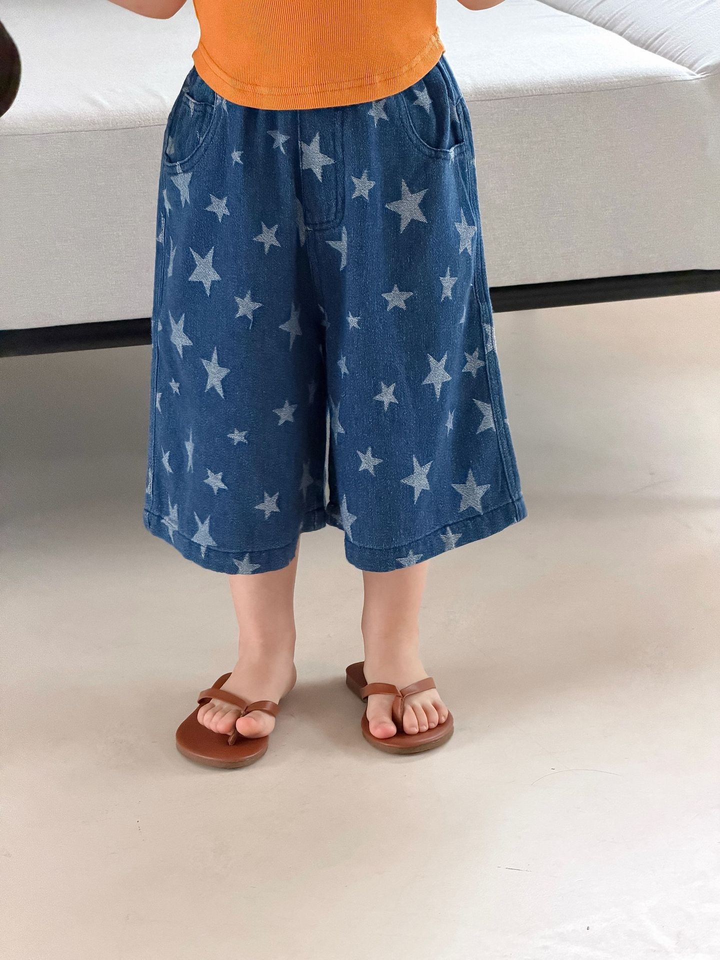 星星軟牛仔七分褲