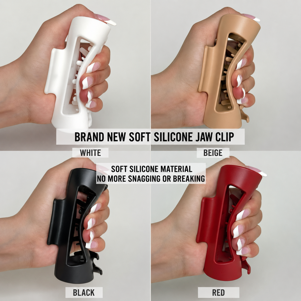 CN237 [Set of 4 - 1 Colour EA] Soft Silicone Hair Claw Clip