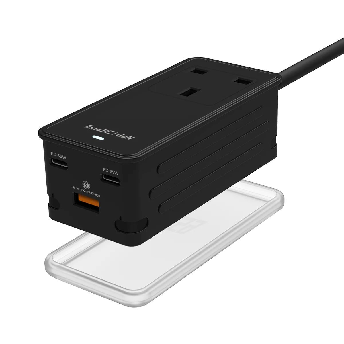 inno3C GaN 65W 3 Ports Fast Charge with Socket Box i-65GS