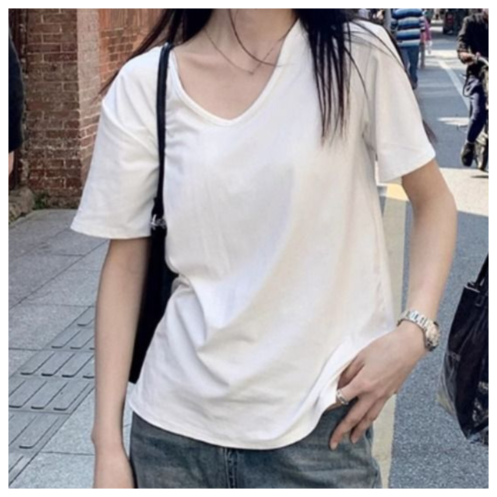 【ASister 小姊姊】AS2473#女裝｜上衣☆V領正肩舒適棉質素色T恤(2色 S-2XL)