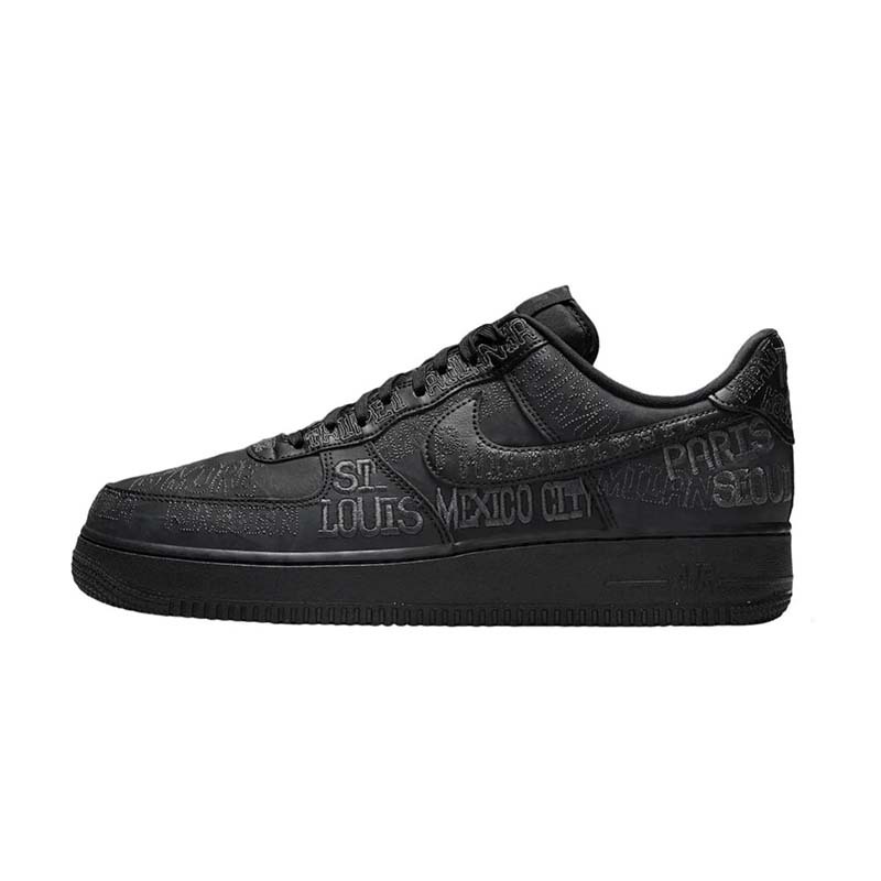 Nike Air Force 1 Low "World Tour Black" 刺繡 休閒鞋 黑色 男鞋 II1549-001 [台灣現貨]