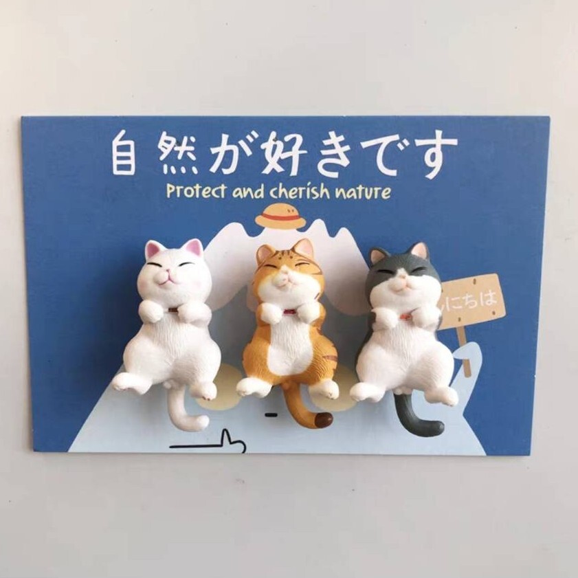 3D立體貓貓冰箱貼(3件組)