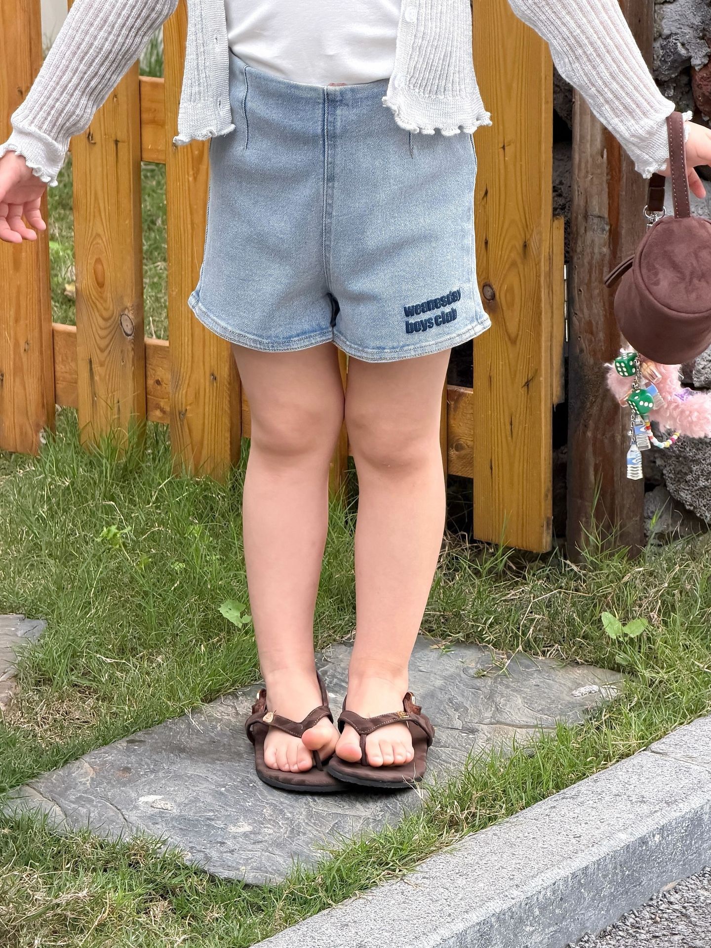 水洗棉高腰牛仔短褲