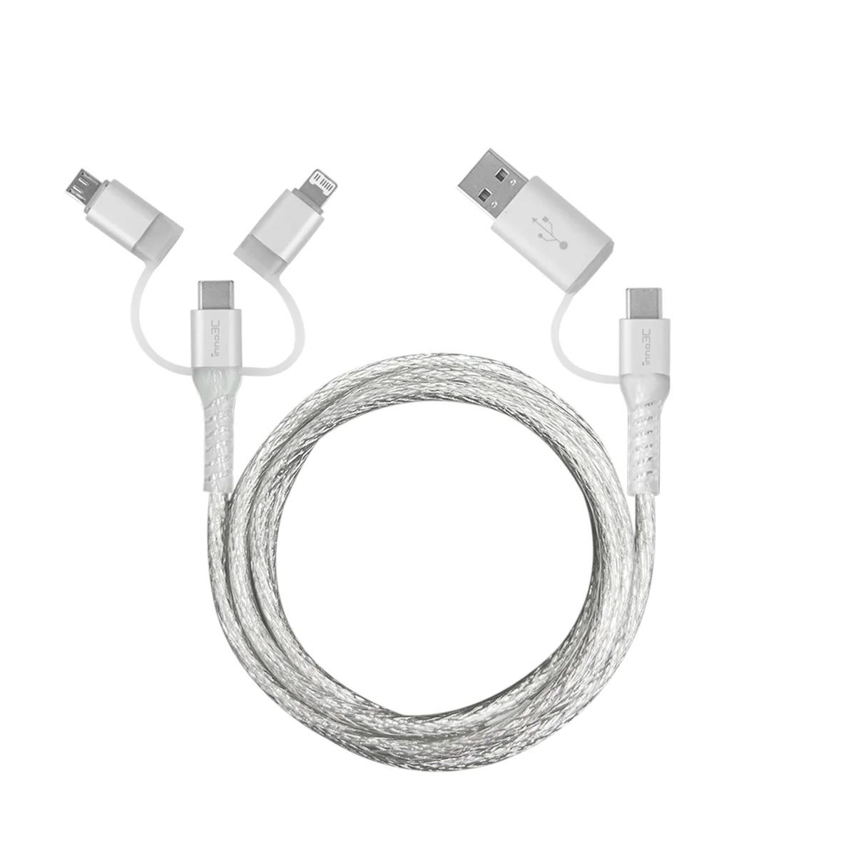 i-5CS-12 Transparent 5 in 1 Lightning/Type-C/Micro to USB/Type-C Cable 120cm