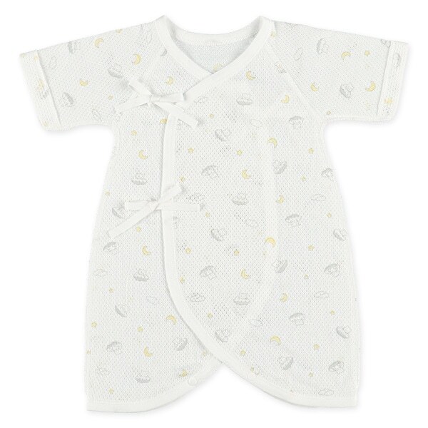 【Nishimatsuya】Newborn Breathable Mesh Cotton Kimono Bodysuit 2-Piece Set (Bear & Night Sky)