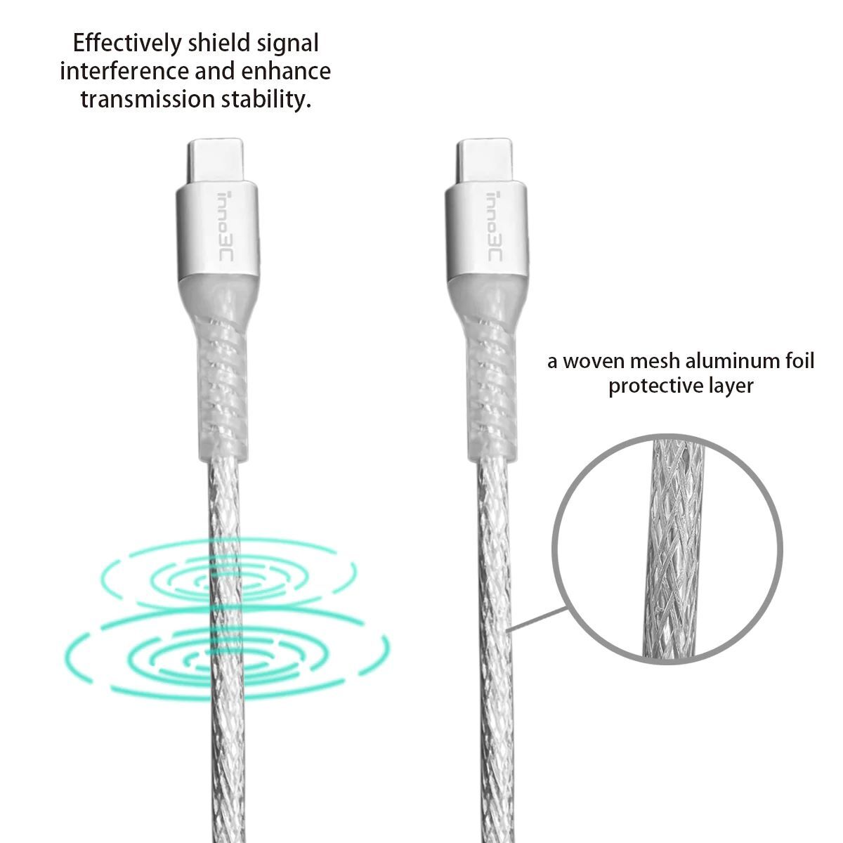 i-100CA-20 Transparent Type-C to Type-C 100W Cable