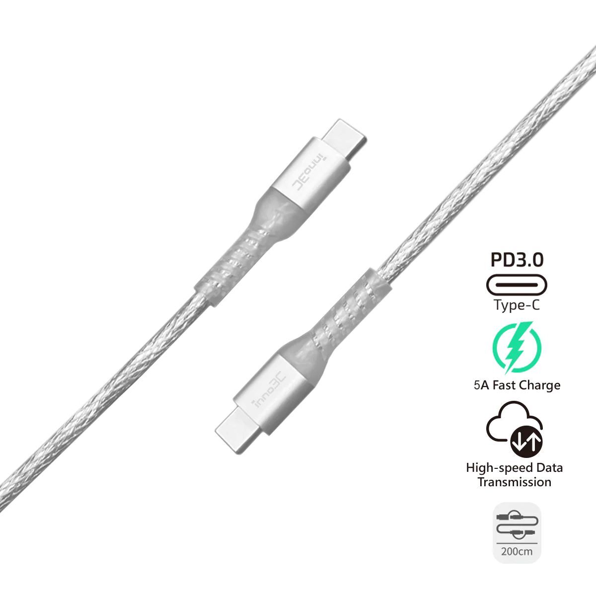 i-100CA-20 Transparent Type-C to Type-C 100W Cable