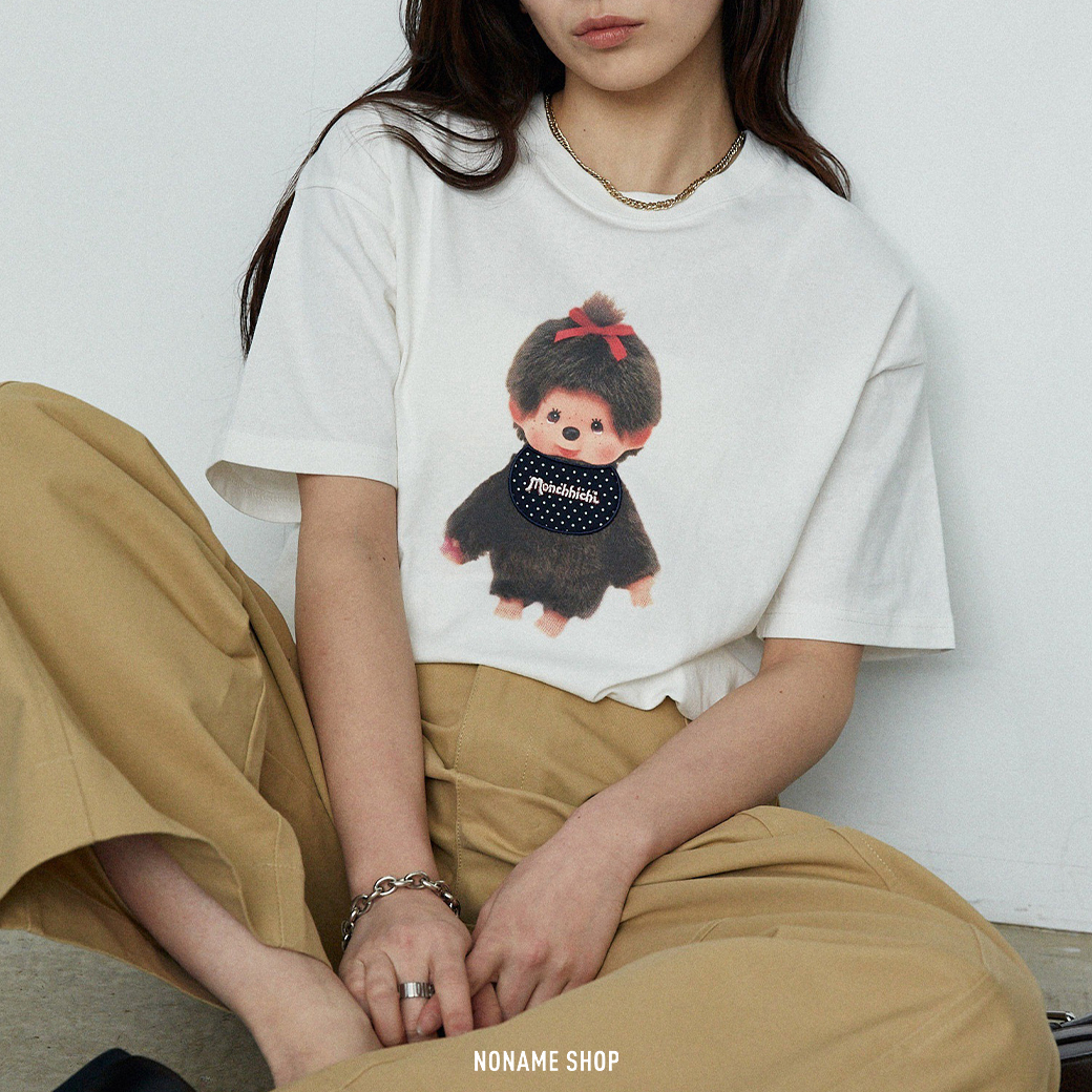 MONCHHICHI X PUBLUX 蒙奇奇 立體 圍兜兜 印花 聯名款 短袖 三色 (女款)