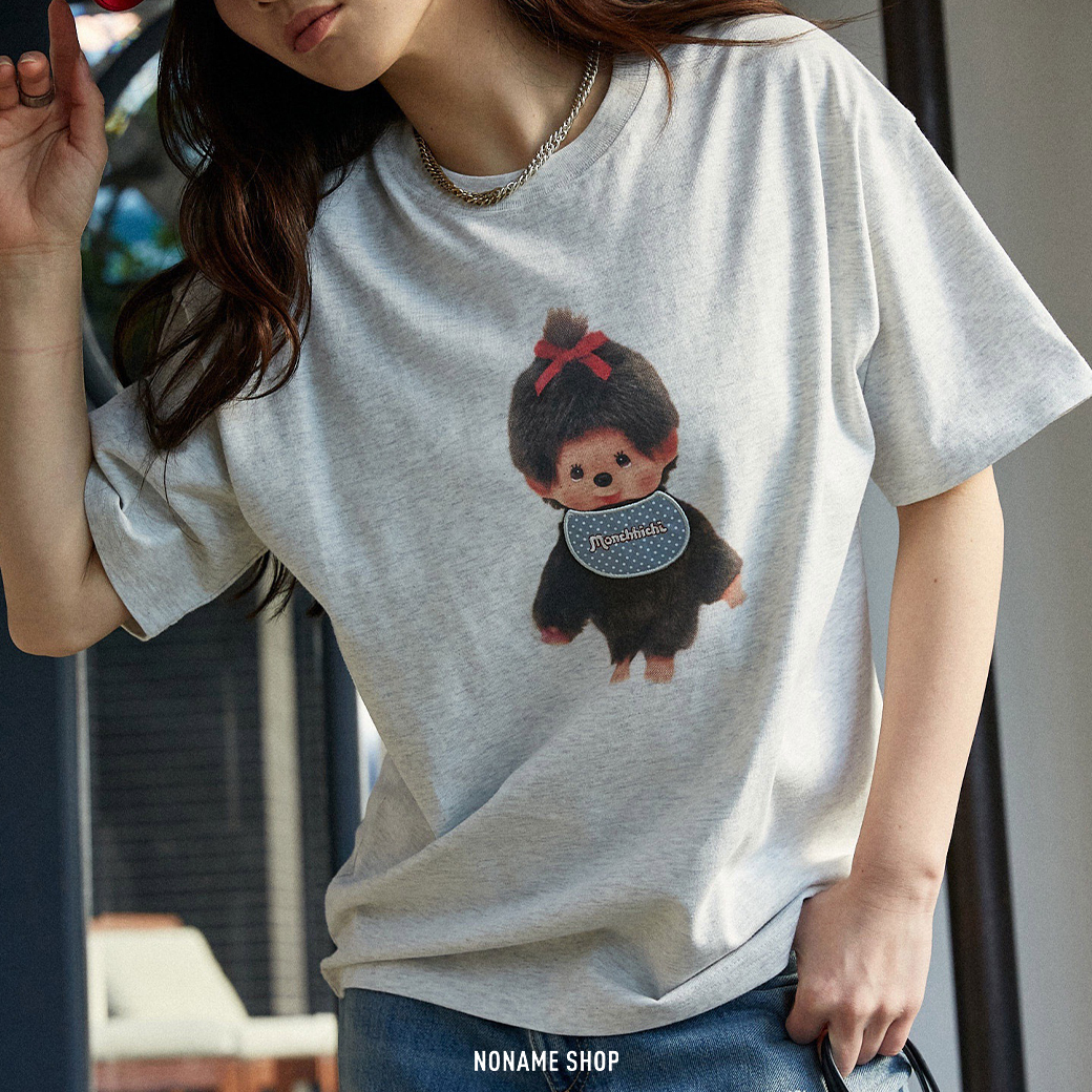 MONCHHICHI X PUBLUX 蒙奇奇 立體 圍兜兜 印花 聯名款 短袖 三色 (女款)