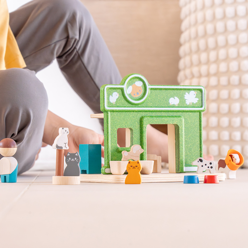PlanToys 木質娃娃屋-溫馨寵物店