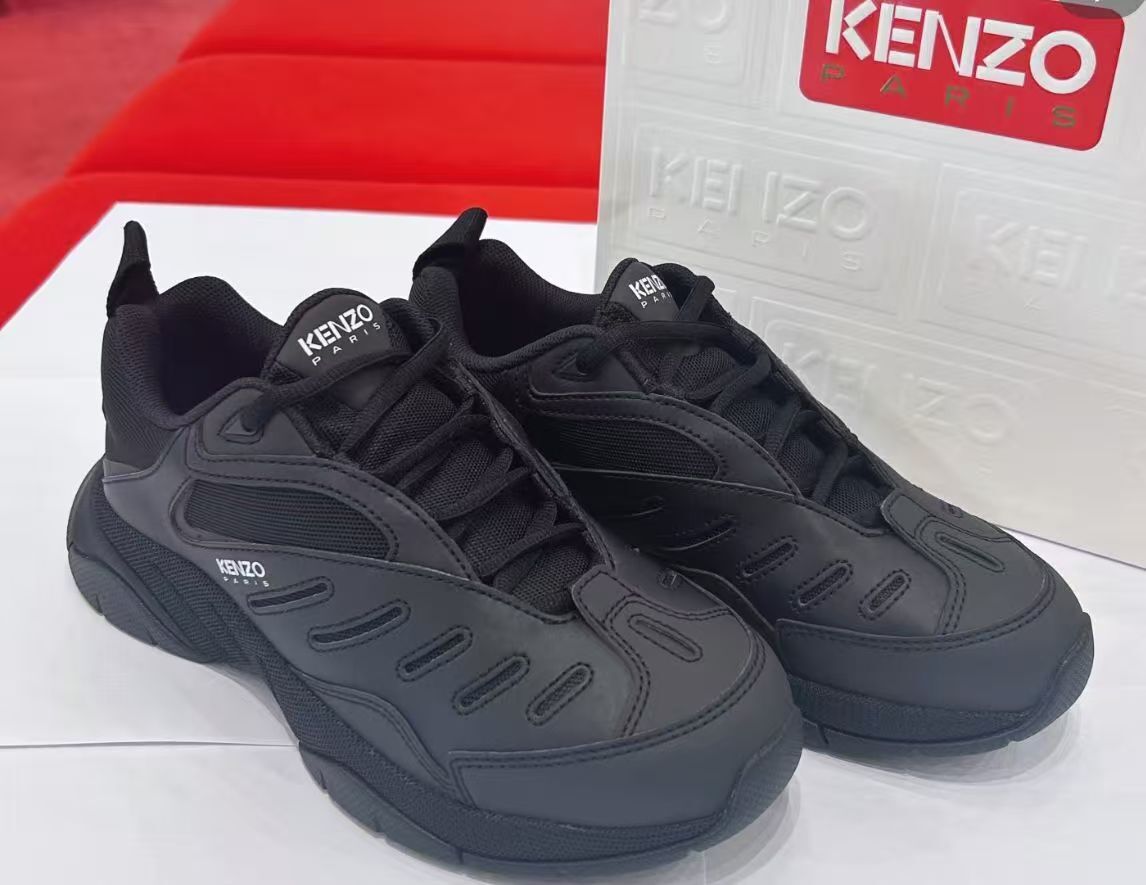 【預購】Kenzo H051814 皮革運動鞋（黑色）