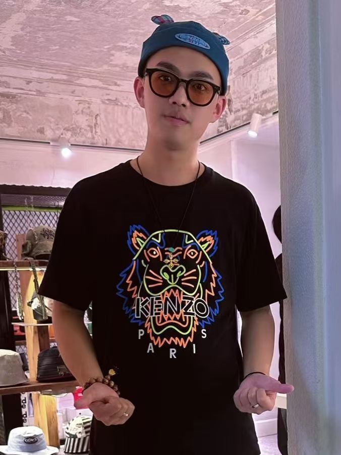 【預購】Kenzo H051816 男裝大老虎短袖上衣（黑色）