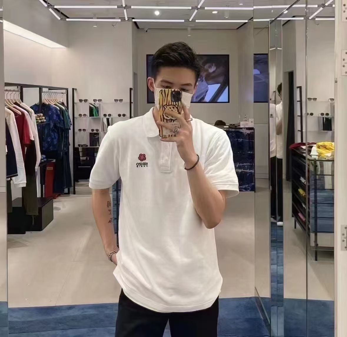 【預購】Kenzo H051824 男裝有領短袖上衣（白色）