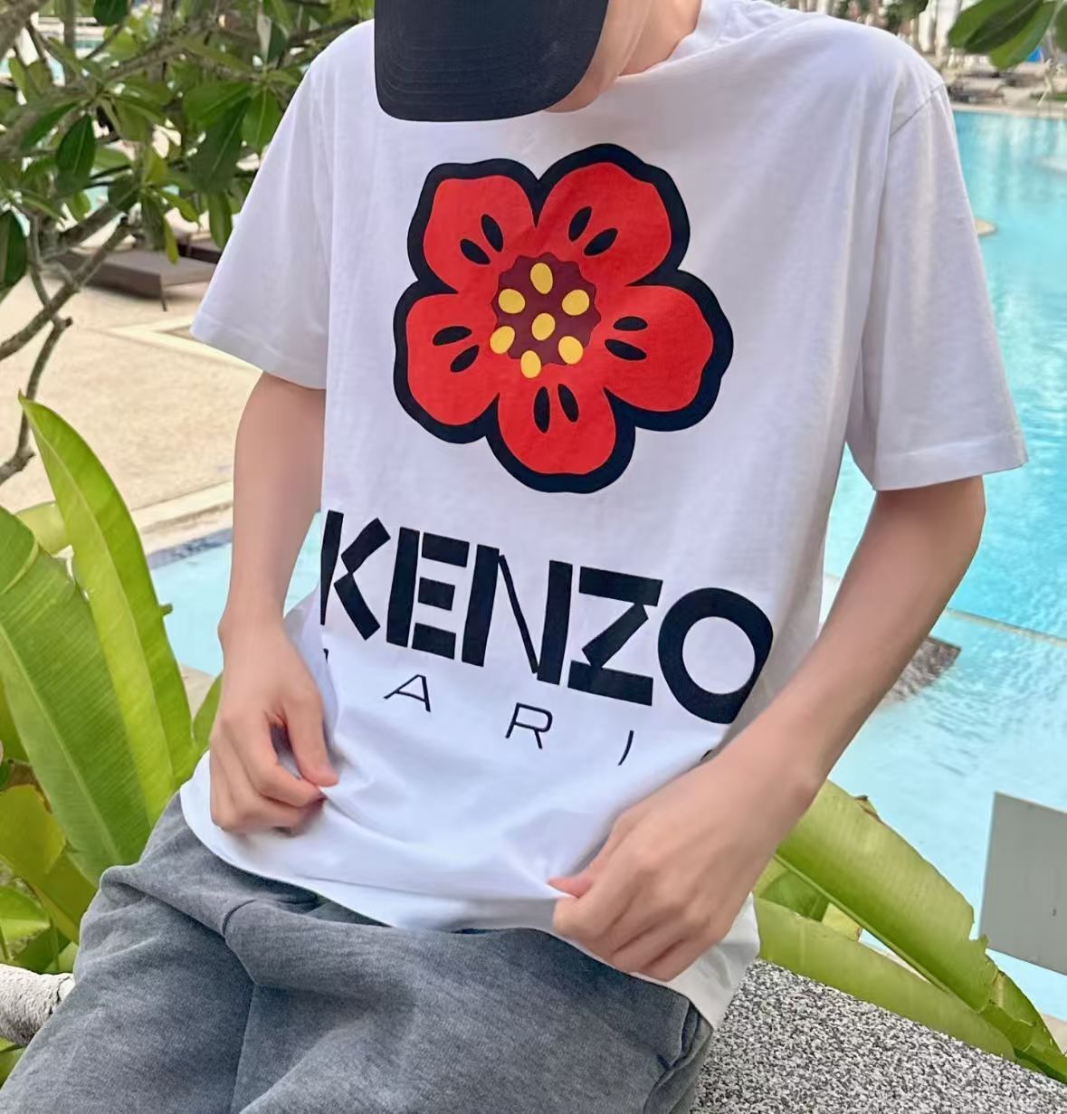 【預購】Kenzo H051825 大花朵短袖上衣（白色）