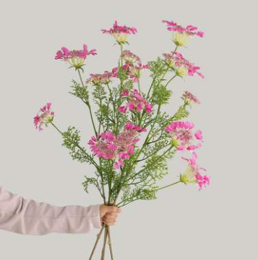 人造花 4頭長枝蕾絲花 4色