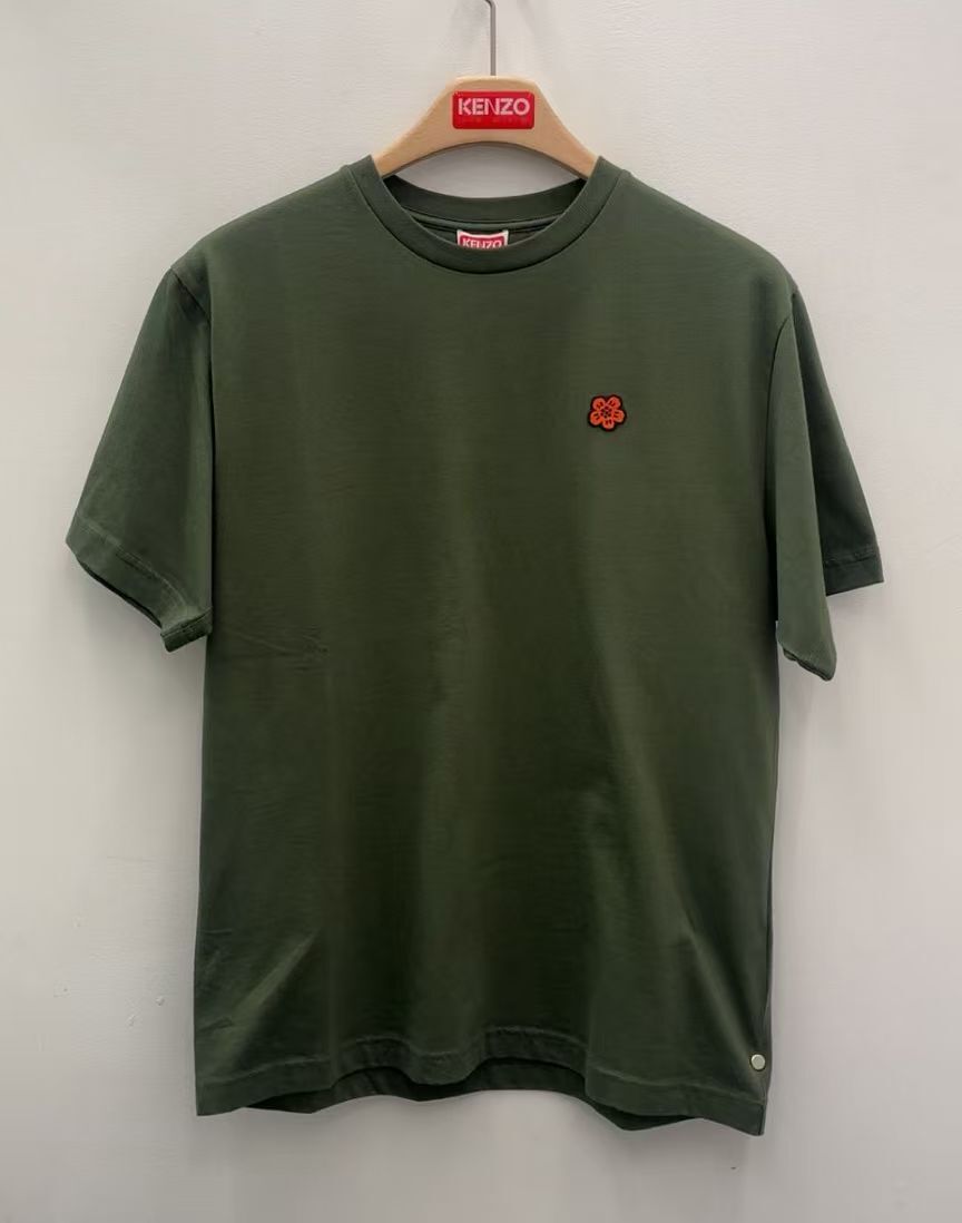 【預購】Kenzo H051829 男裝小花朵短袖上衣（墨綠色）