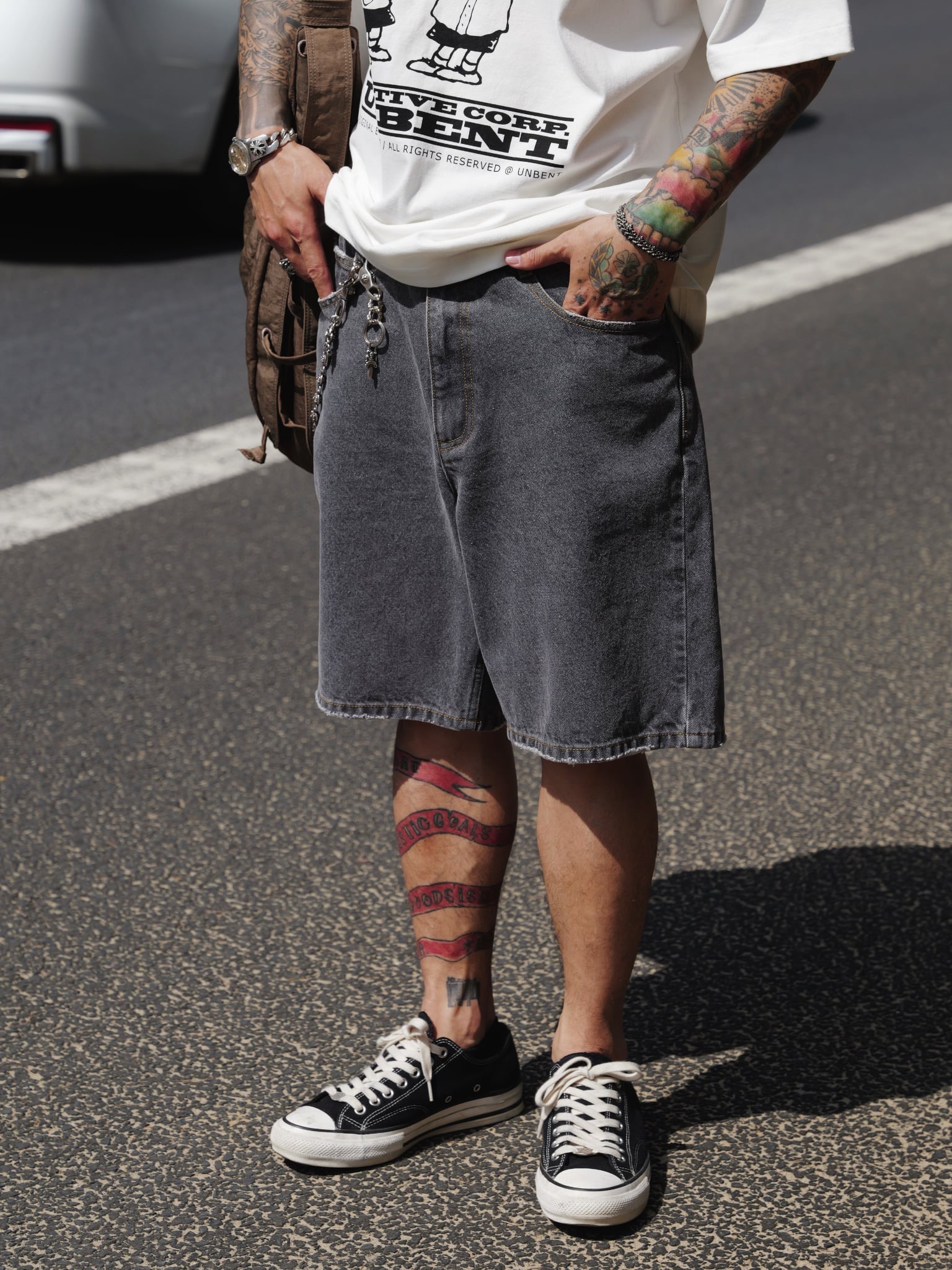 #預購 UNBENT 26SS 14oz 水洗復古 寬鬆休閒 丹寧灰色 牛仔短褲 五分褲