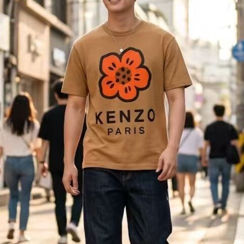 【預購】Kenzo H051831 男裝大花朵短袖上衣（啡色）
