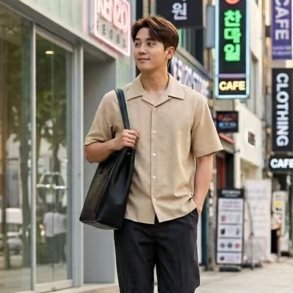 【預購】Kenzo H051832 男裝短袖襯衫（啡色）