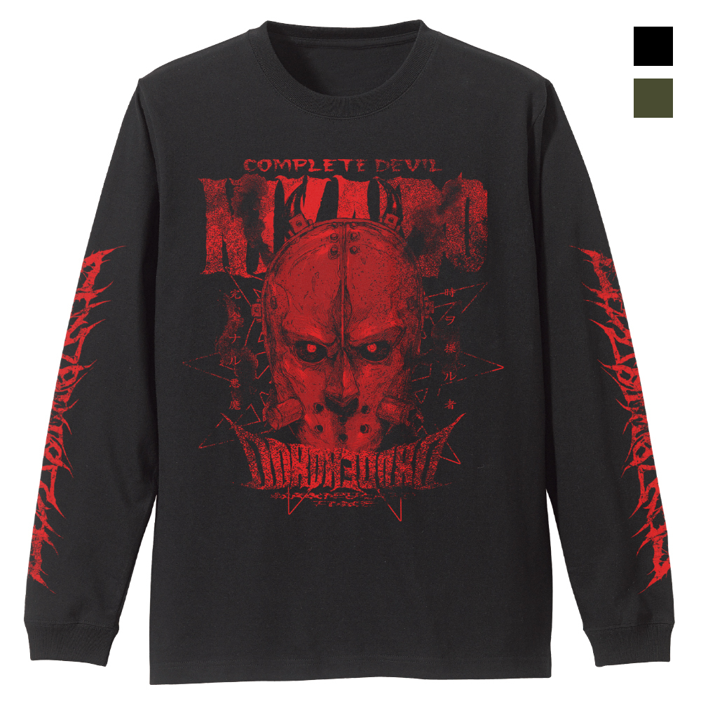 悪魔ﾆｶｲﾄﾞｳ 袖ﾛﾝｸﾞｽﾘｰﾌﾞTｼｬﾂ/BLACK COSPA 060126