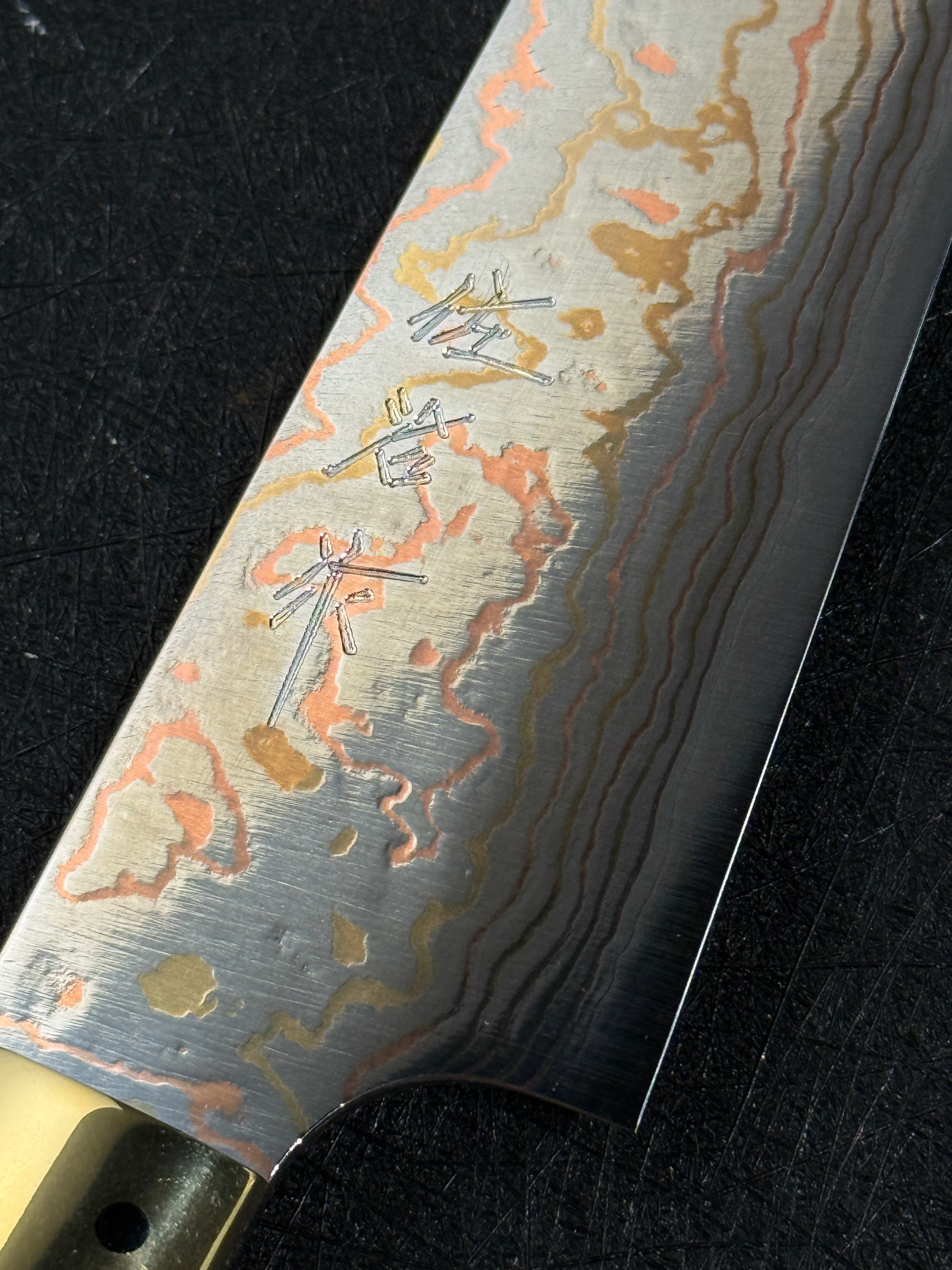 Takeshi Saji Blue2 Rainbow Damascus Petty Western Corian Handle
