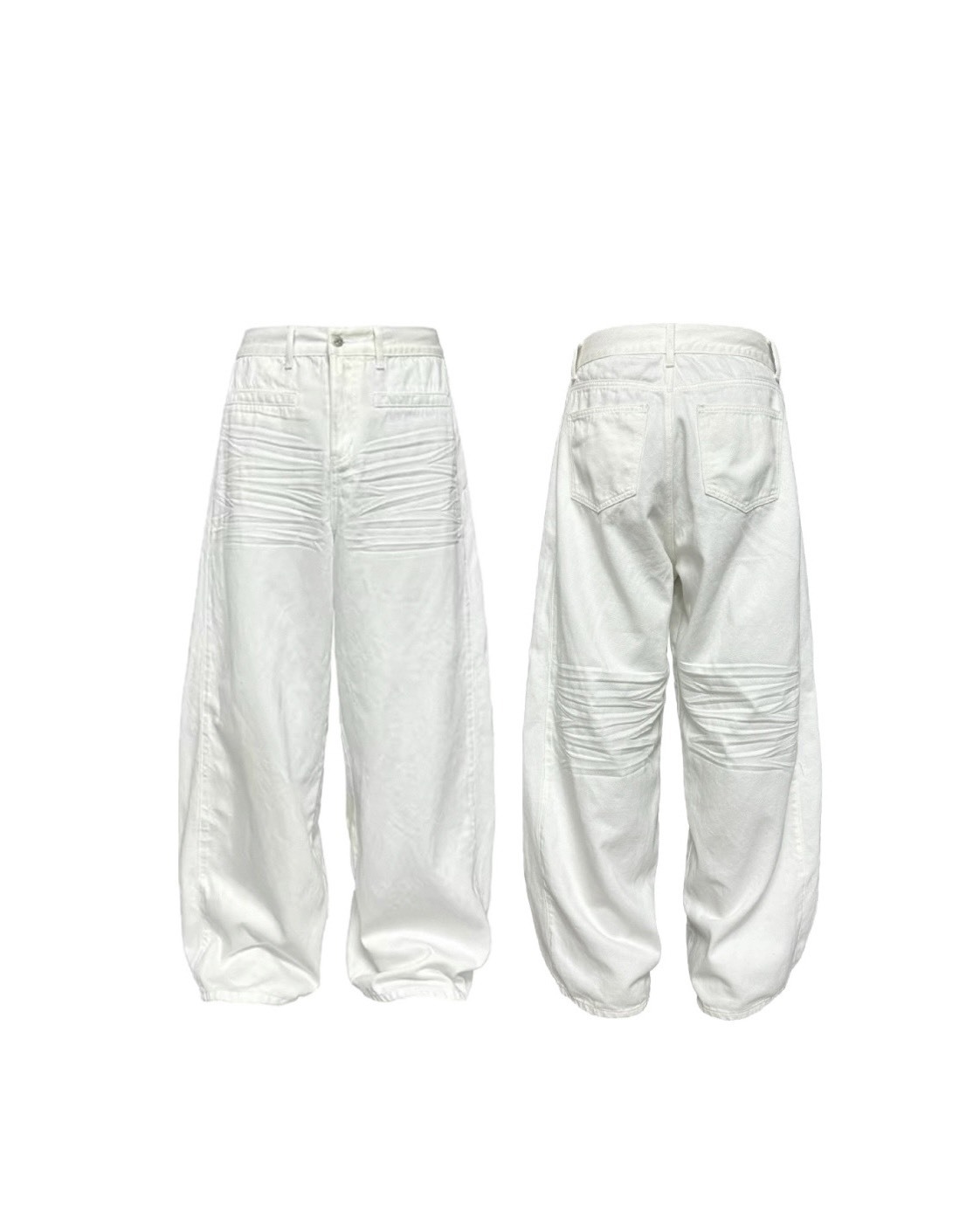 JCA 壓摺 立體抓痕 baggy 闊腿 #牛仔褲