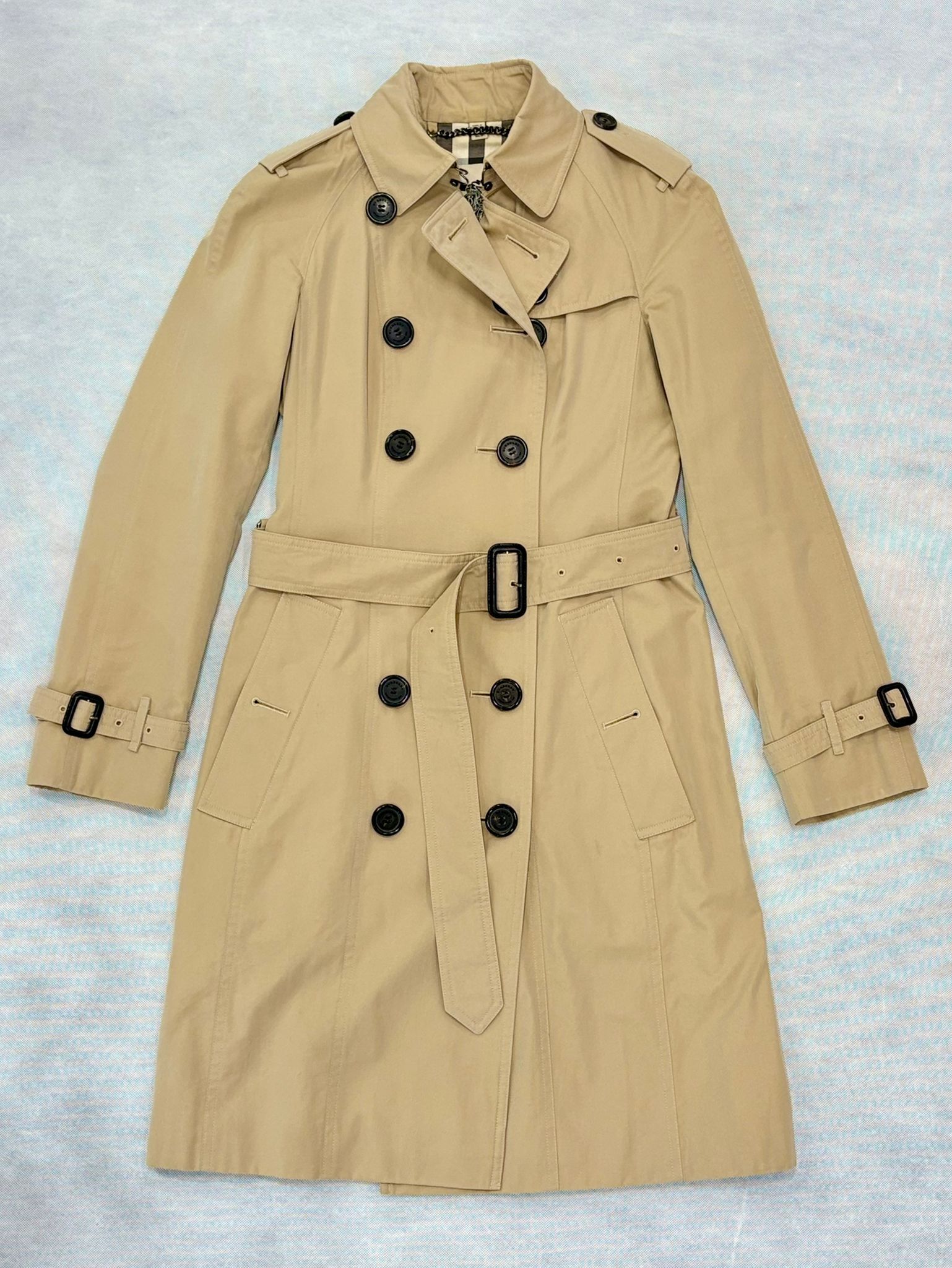 95%NEW二手Burberry Double Breasted Trench Coat 乾濕褸 36碼 杏色棉質 #巴寶莉外套 #香榭站正品