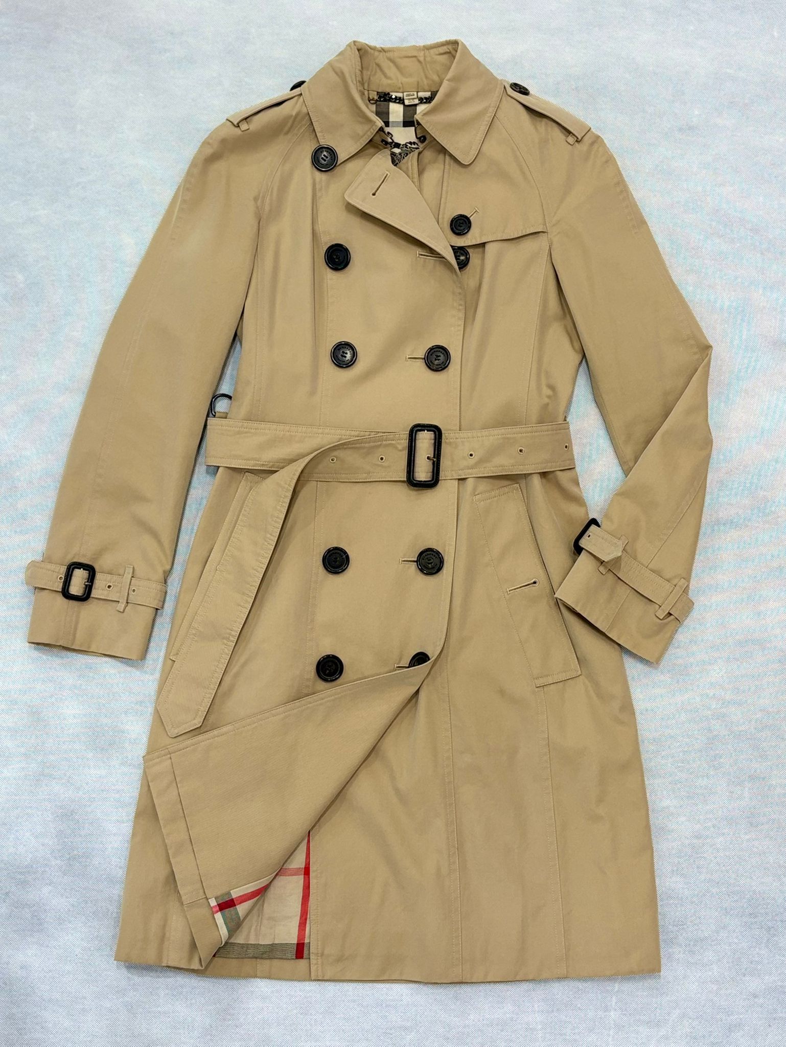 95%NEW二手Burberry Double Breasted Trench Coat 乾濕褸 36碼 杏色棉質 #巴寶莉外套 #香榭站正品