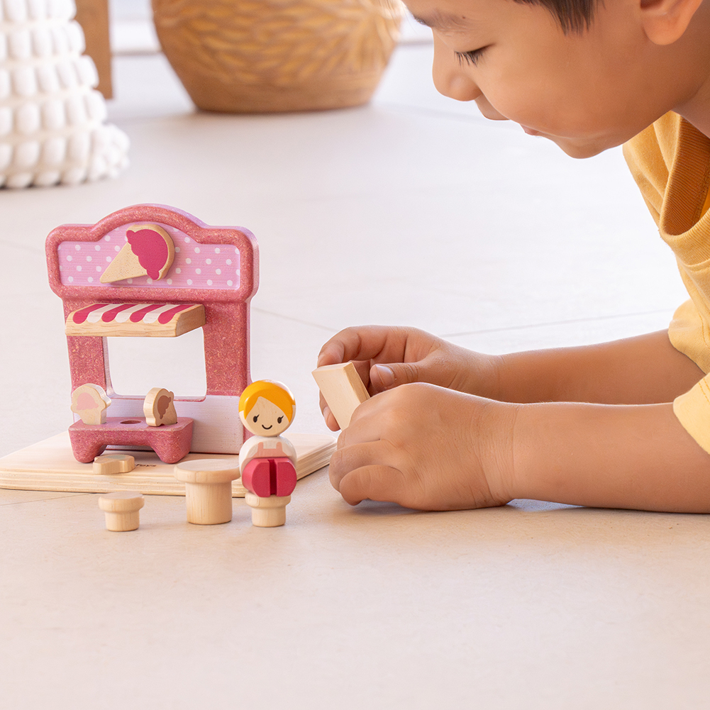PlanToys 木質娃娃屋-冰淇淋小舖