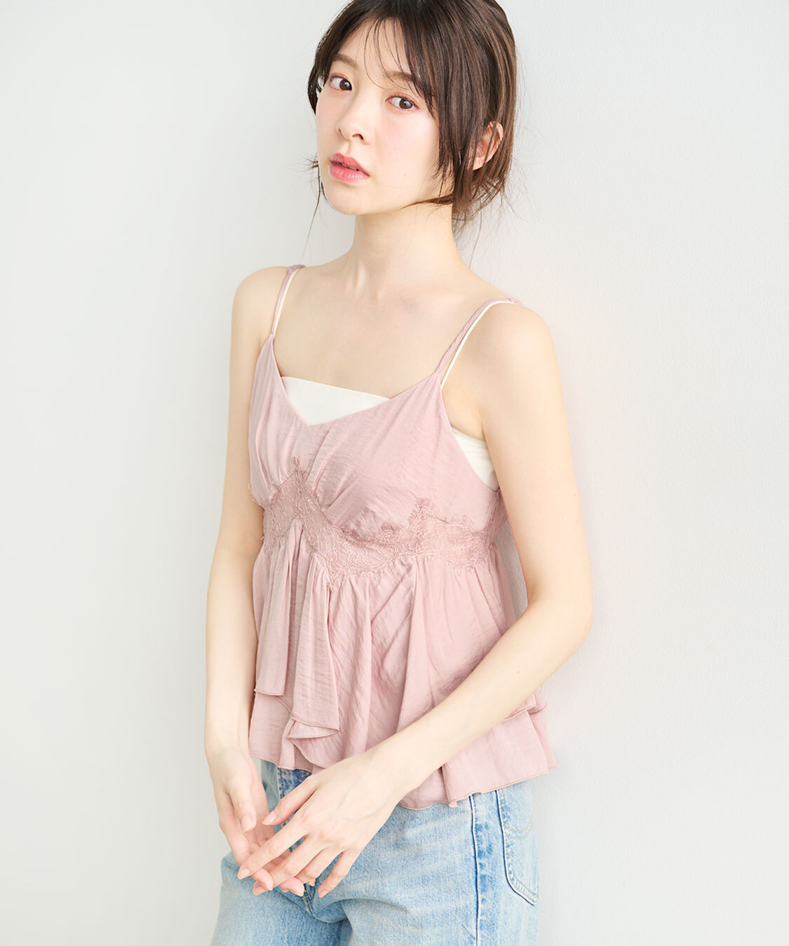 [預購] COCO DEAL 緞面蕾絲細肩背心