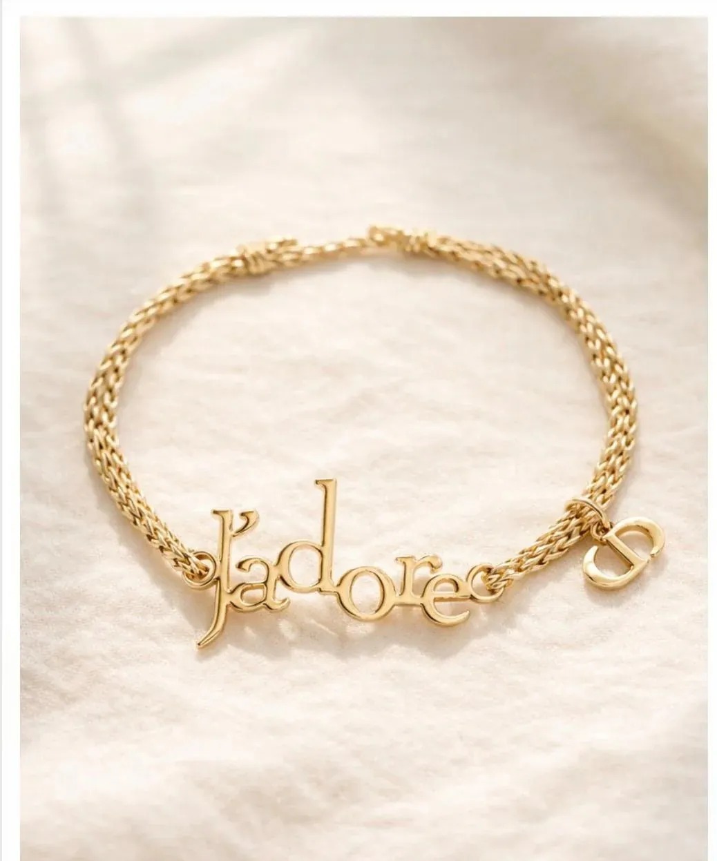 Dior J’ADORE 金屬Logo編織手鍊