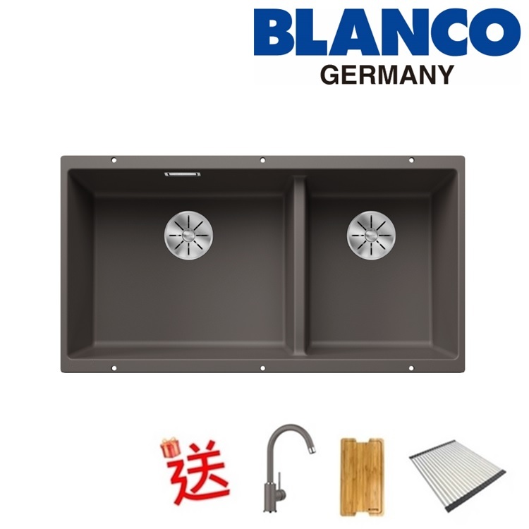 Blanco "Subline 480/320-U" 527351 Undermount Granite composite kitchen sink with Waste Kit (Volcano Grey)
