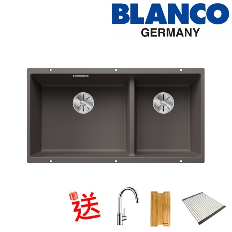 Blanco "Subline 480/320-U" 527351 Undermount Granite composite kitchen sink with Waste Kit (Volcano Grey)