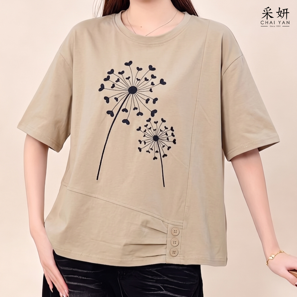拼接刺繡愛心短袖上衣