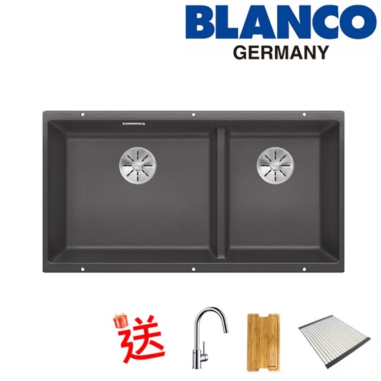 Blanco "Subline 480/320-U" 523585 Undermount Granite composite kitchen sink with Waste Kit (Rock grey)