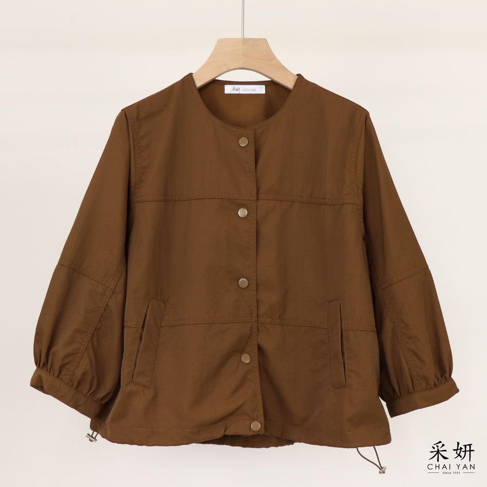 輕薄拼接圓領外套